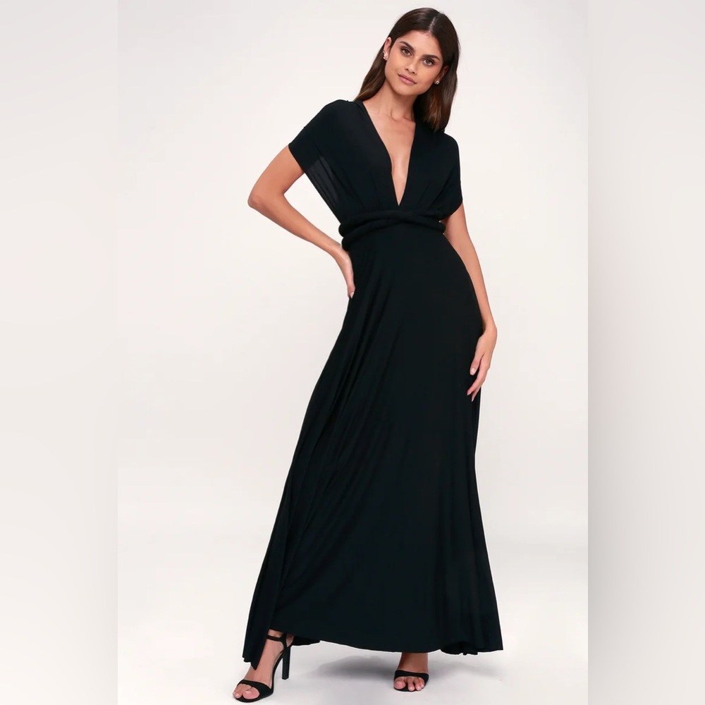 Lulus Tricks of the Trade Convertible black Maxi Dress Sz Small NEW - Picture 5 of 15